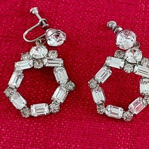 Rhinestone crystal drop earrings, with diamontes and rectangles